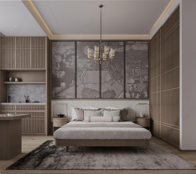 新中式家居卧室3D模型下载